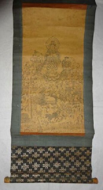  rare antique door . mountain god company horse cow god . god paper pcs hold axis Shinto god company picture Japanese picture old fine art 