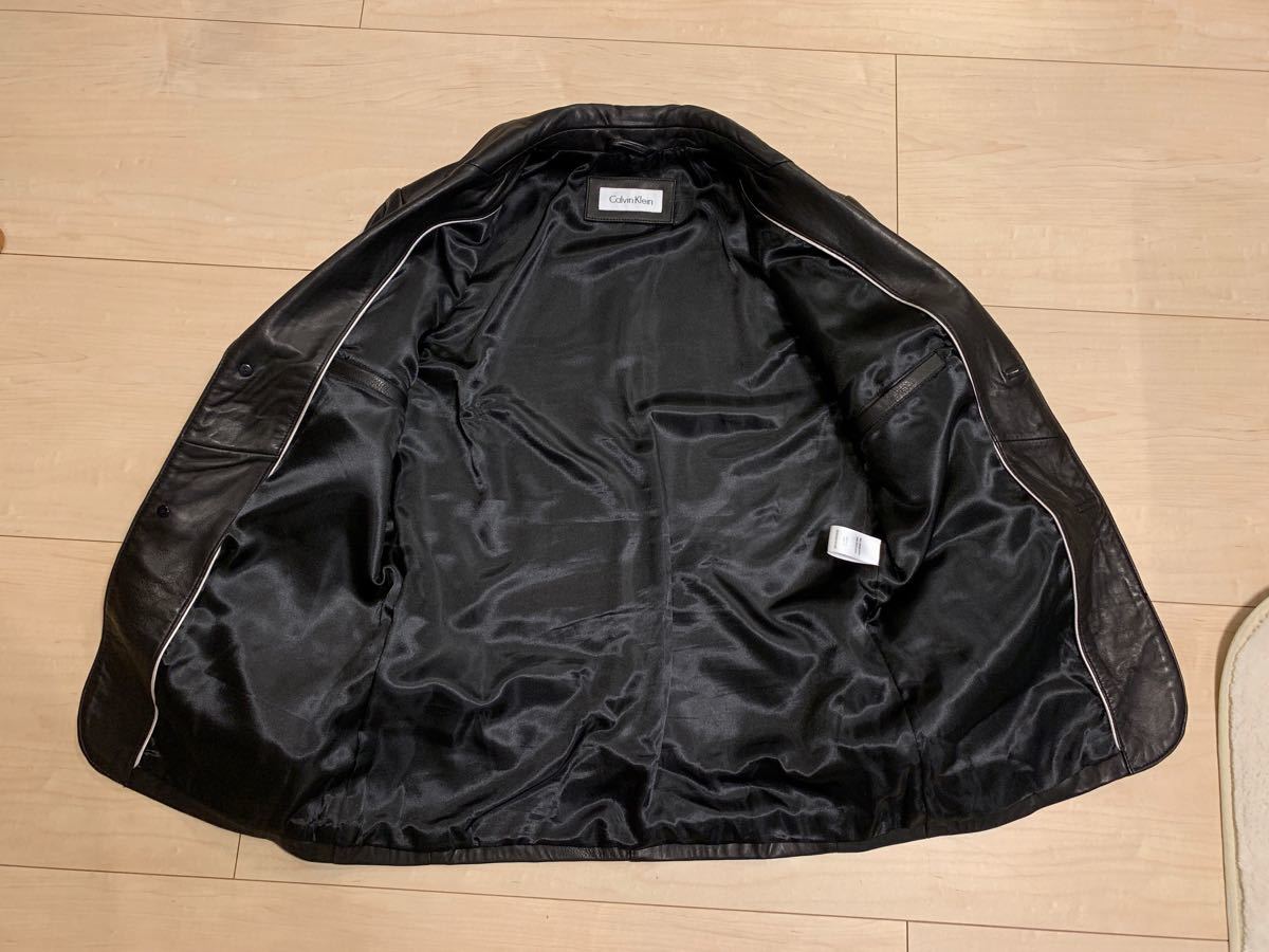 新品  CALVIN KLEIN 本革 テーラードジャケット 羊革 ラムレザー