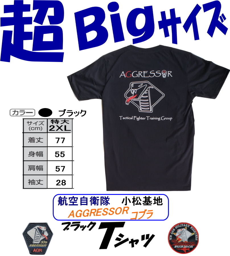 航空自衛隊小松基地限定販売品　アグレッサー・コブラ　ブラックＴシャツ　▼超Ｂｉｇサイズ　２ＸＬ▼　即決！_画像1