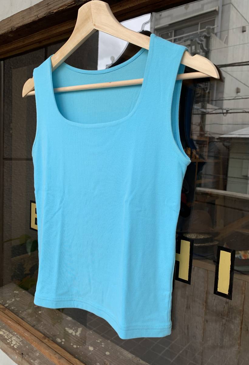  Japan meido*Tricoti Tricota* Toriko ti Toriko ta* tank top * tops * cotton 100%* turquoise blue * lady's * woman 