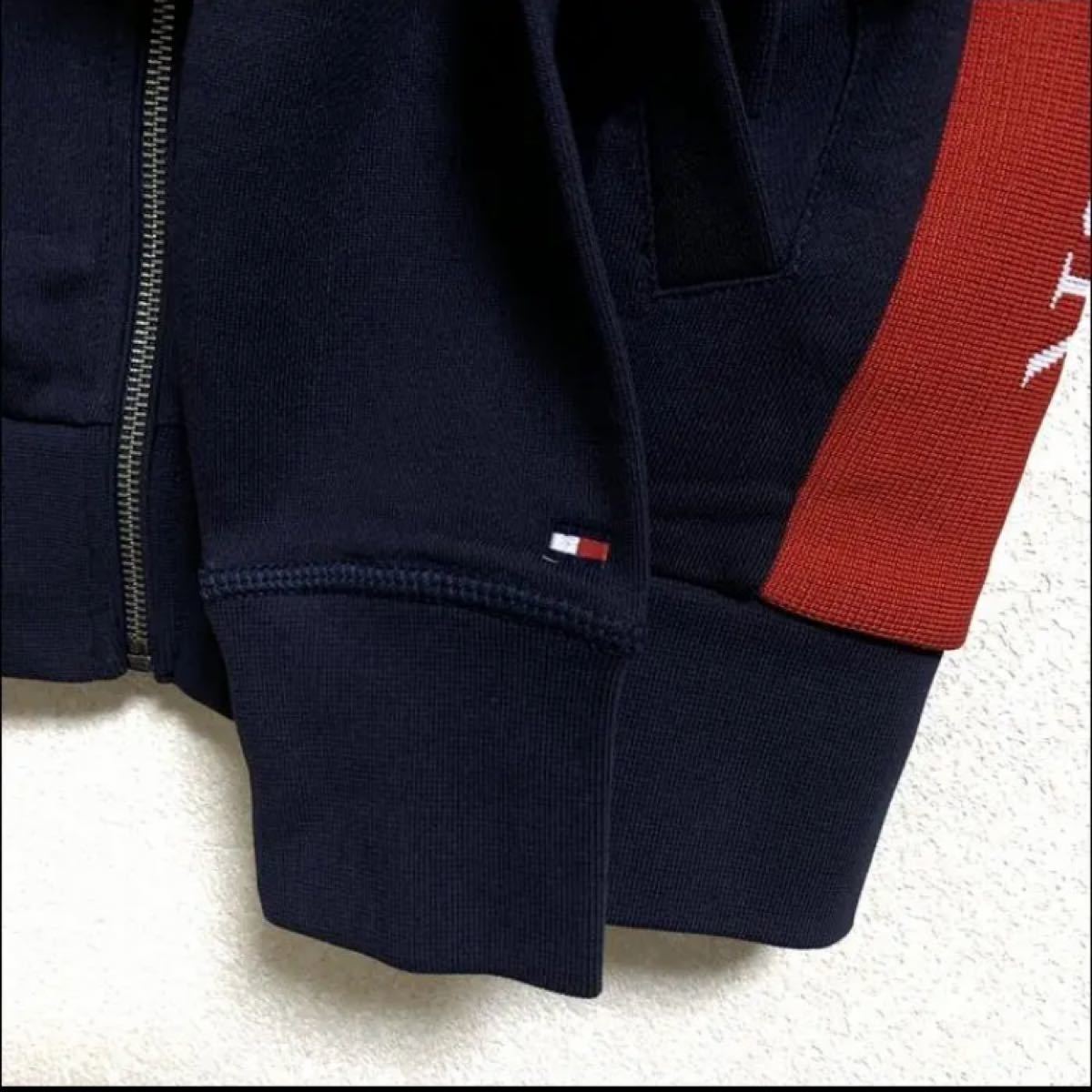 サイドロゴジップアップ カーディガン　ネイビーXL TOMMY HILFIGER