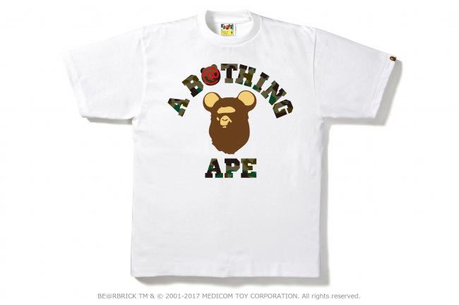 未開封 A BATHING APE ×BE@RBRICK コラボ TシャツMEDICOM TOY グリーンカモ サイズL BAPE ベアブリック zozo限定 正規品_画像1