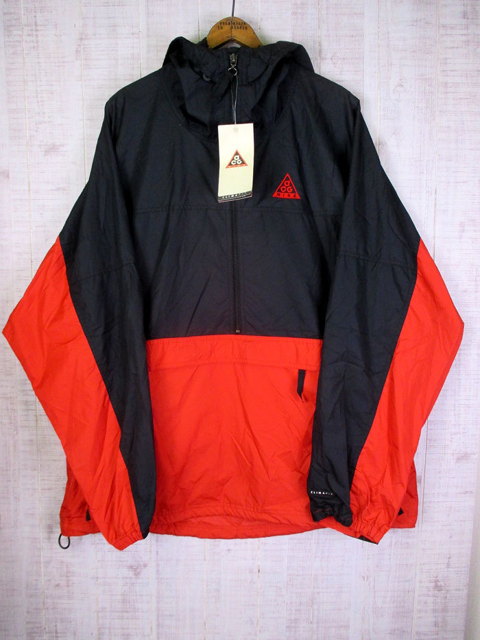  б/у 90\'s неиспользуемый товар NIKE ACG Nike нейлон ano подставка жакет черный * красный L 1990 годы #monj-2