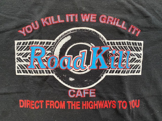 90s USA製 ビンテージ FURUIT OF THE ROOM フルーツ　Tシャツ　ROAD KILL CAFE　カフェ_画像4