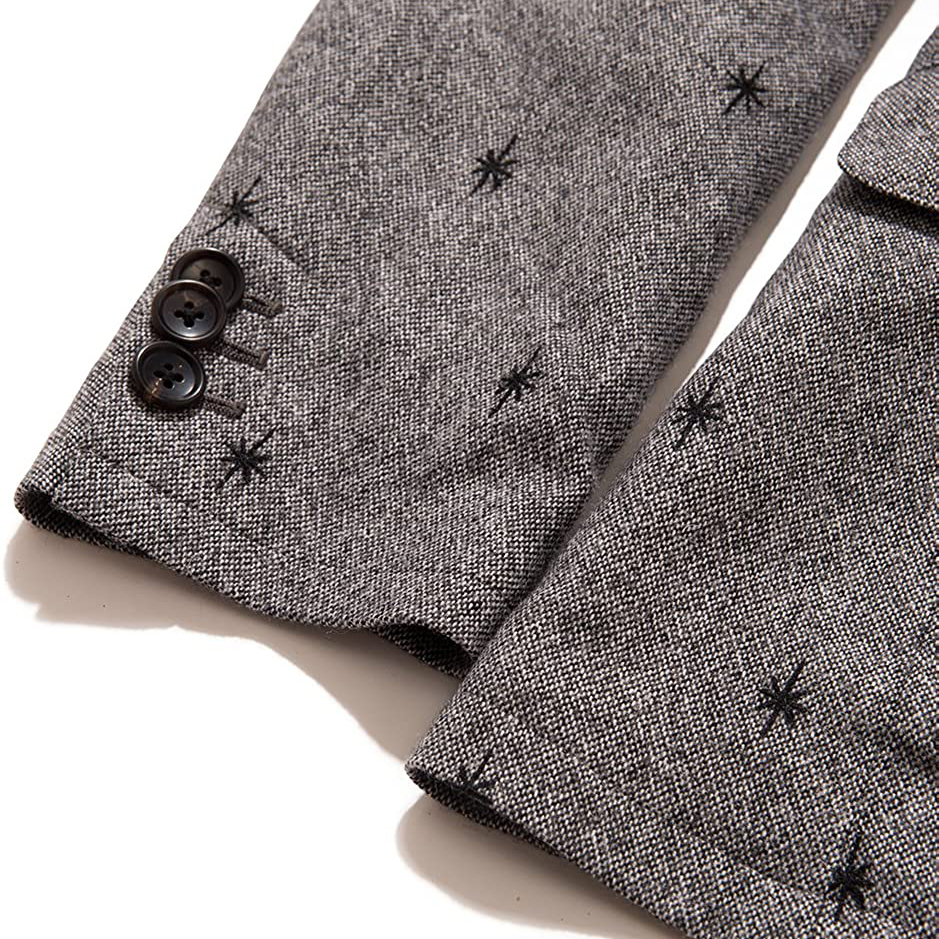 定価3.9万・新品★glamb（グラム）星柄刺繍ウール素材テーラードジャケット「Tweed tailored JKT」GB17WT / MN11（ブラック・1・Sサイズ）