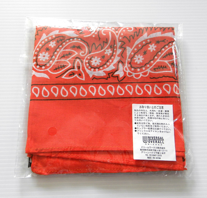 UNIVERSAL OVERALL バンダナ ノベルティ ペイズリー レッド レア グッズ 非売品 ユニバーサルオーバーオール 限定品 布 アメリカン シカゴ