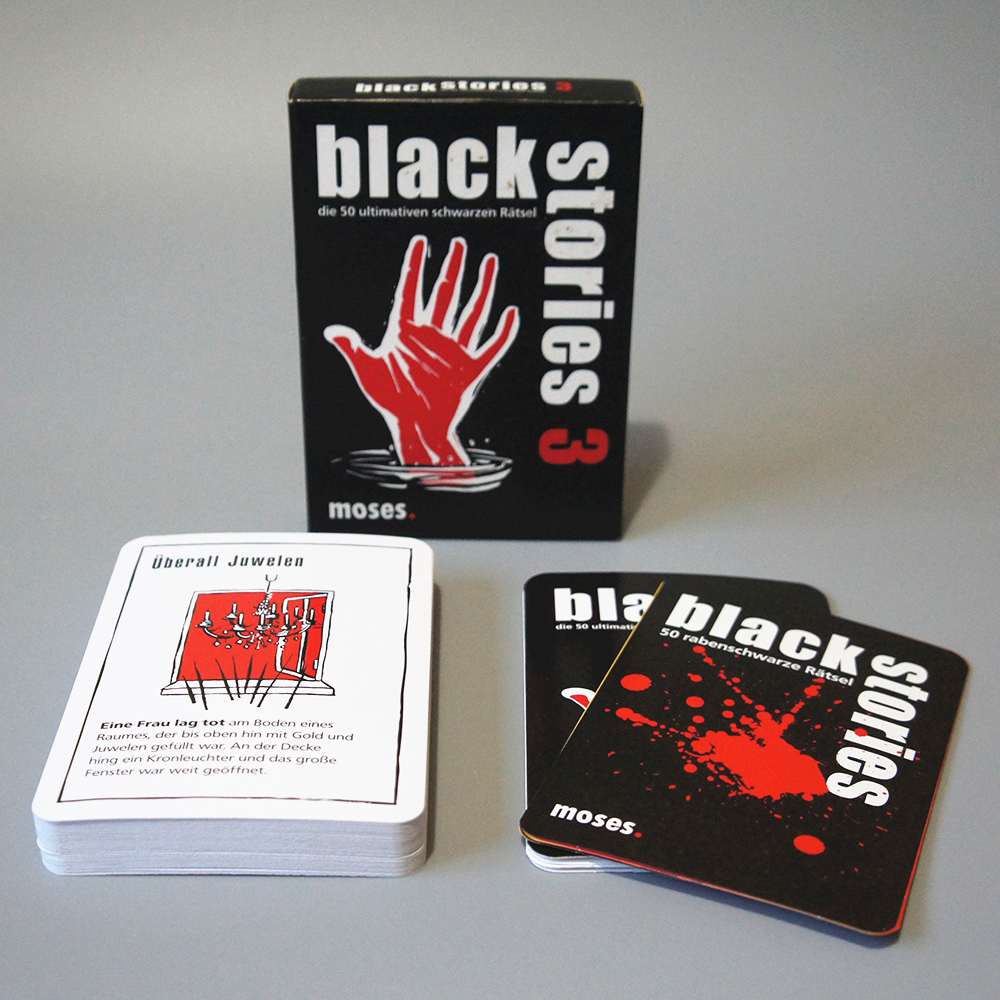 【美品】　カードゲーム　black stories3　ドイツ語版　説明書付き　ブラックストーリーズ3　とんでもなく過激な50の“黒い”物語_画像1
