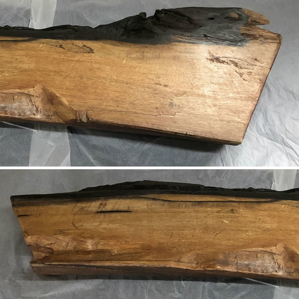 ○c954 黒柿古材板長さ90cm 厚み8cm 古材老木クロガキ台敷板花台盆栽台