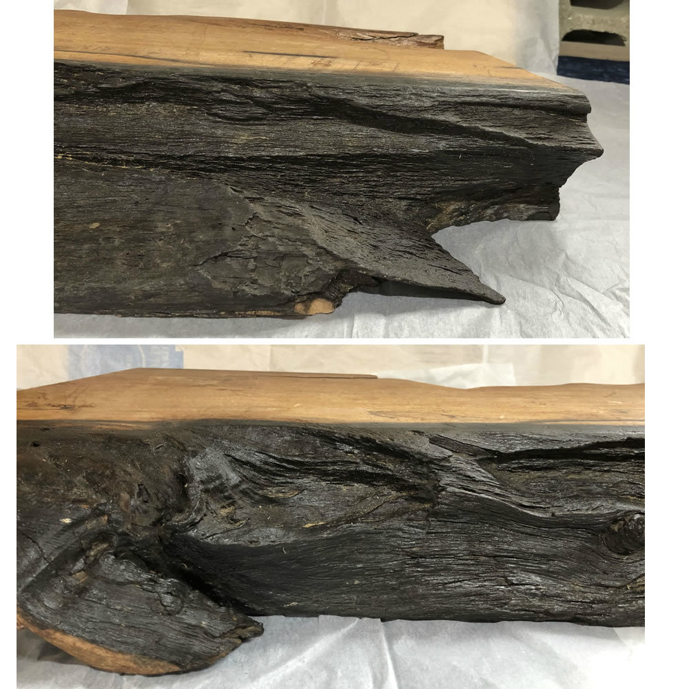 ○c954 黒柿古材板長さ90cm 厚み8cm 古材老木クロガキ台敷板花台盆栽台