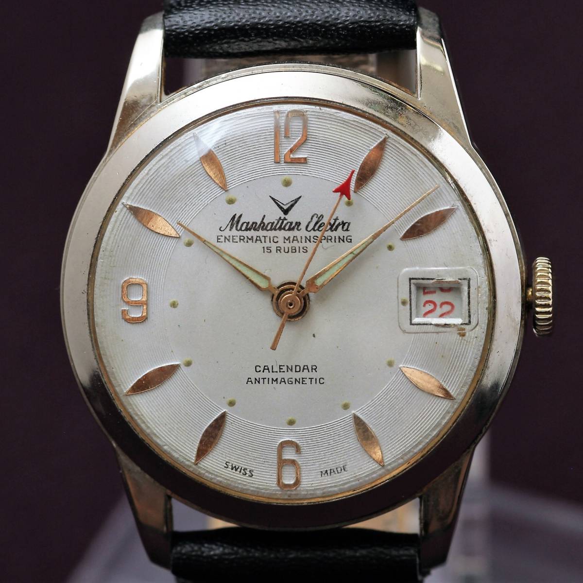 【在庫あり】 手巻き 1950年代 ELECTRA ☆MANHATTAN 時計 ヴィンテージ 腕時計 アナログ（手巻き）