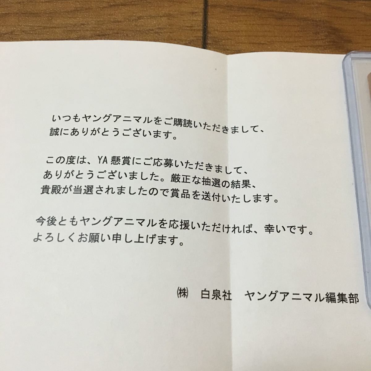 激レア★ヤングアニマル★非売品★あまつ様☆あまつまりな★図書カード★当選通知書付き☆送料無料②_画像3