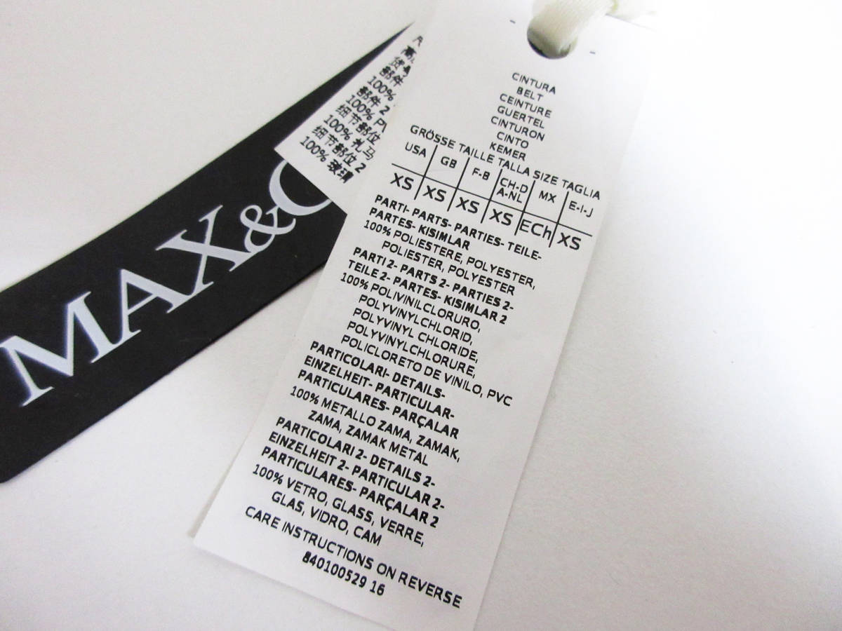 マックス&コー MAX&Co. ミラー × ビジュー リボン ベルト 黒 ブラック 北805_画像4