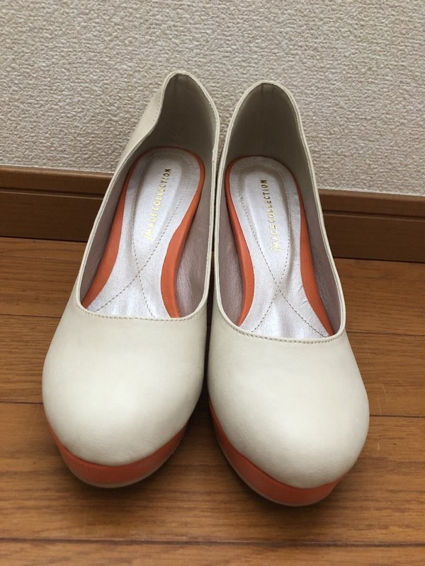 2 tone color pumps L ivory [WA-27]