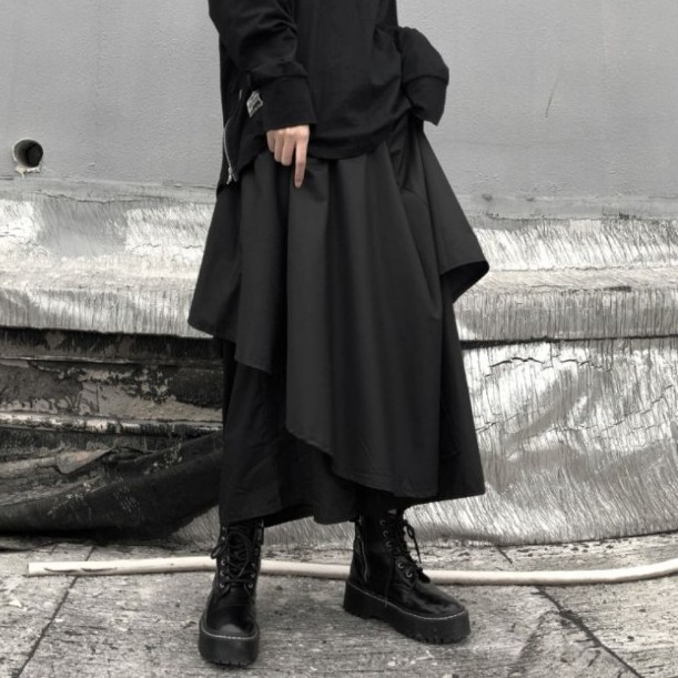新品 【 ドレープ 袴パンツ 】 メンズ ヨウジヤマモト ワイド 新品 【 ドレープ 袴パンツ 】 メンズ ヨウジヤマモト ワイド
