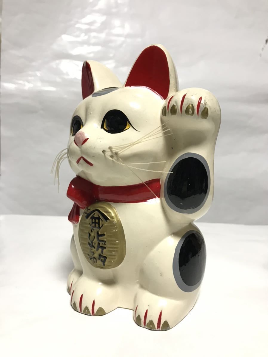 ヒゲタ醤油 招き猫 まねき猫 リボン猫 しょうゆ 販促品 ノベルティグッズ 置物 貯金箱 美濃焼 年代物 時代物 アンティーク レトロ 入手困難_画像5