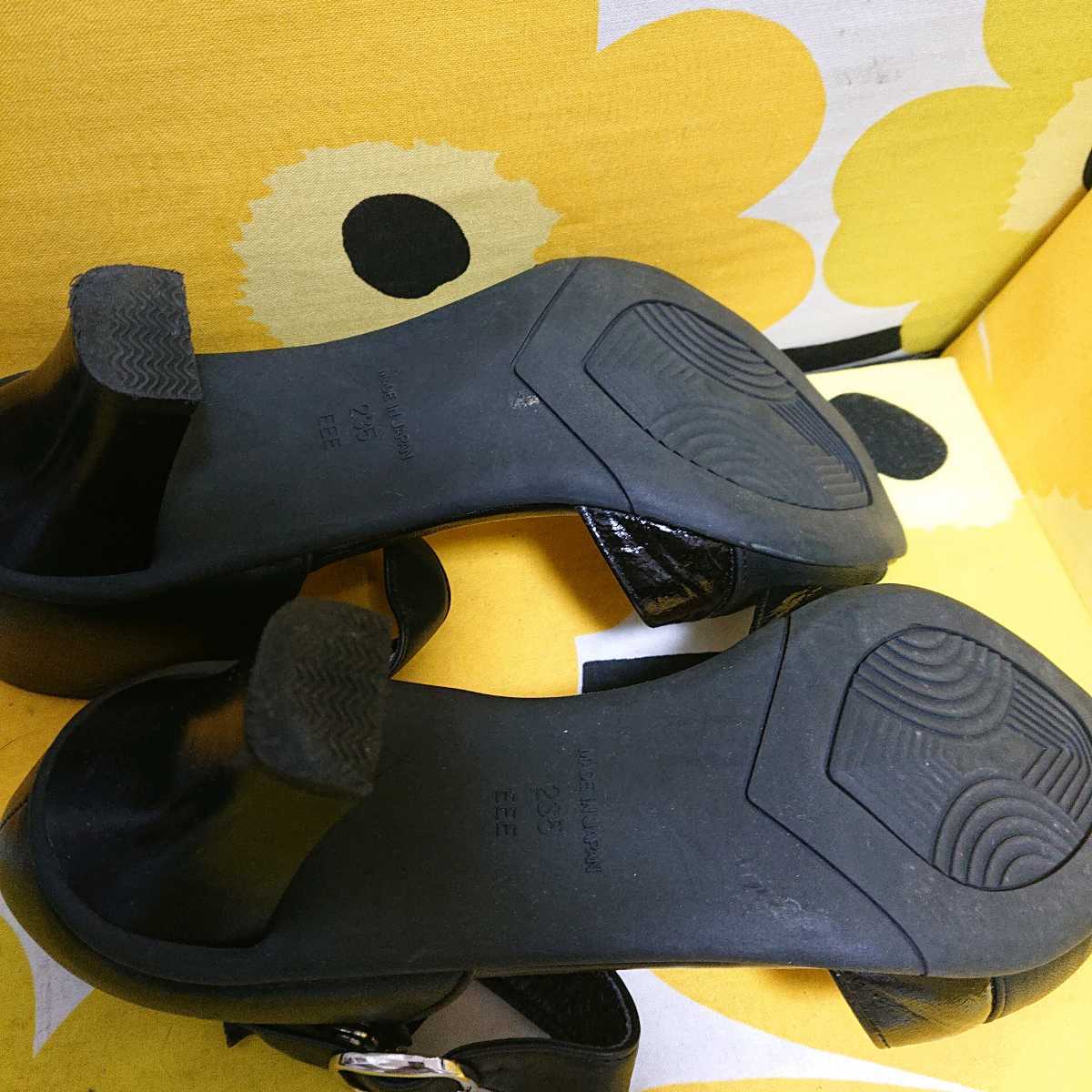 Studio 27 collection 23.5cm 3E 日本製 サンダル パンプス ブラック レディース 婦人 靴 くつ 中古 X124
