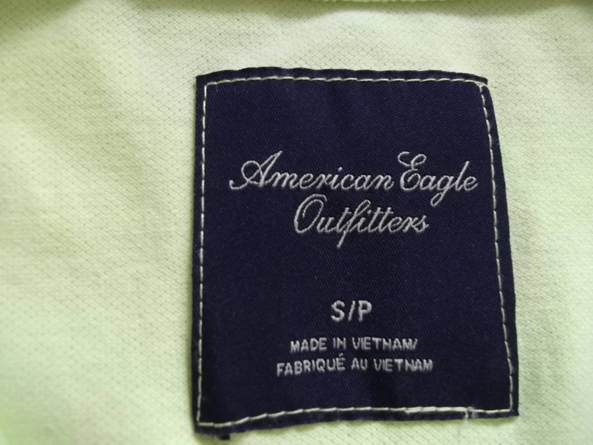 送料込み！American eagle outfitters ポロシャツ 半袖 コットン 綿 ライムイエロー 黄 サイズS ！_画像3