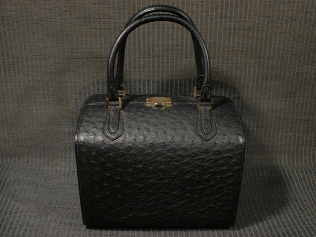 ★【モラビト】黒色無(wú)地 オーストリッチ ハンドバッグ ヴァニティケース MORABITO　TAJI03001風(fēng)楽