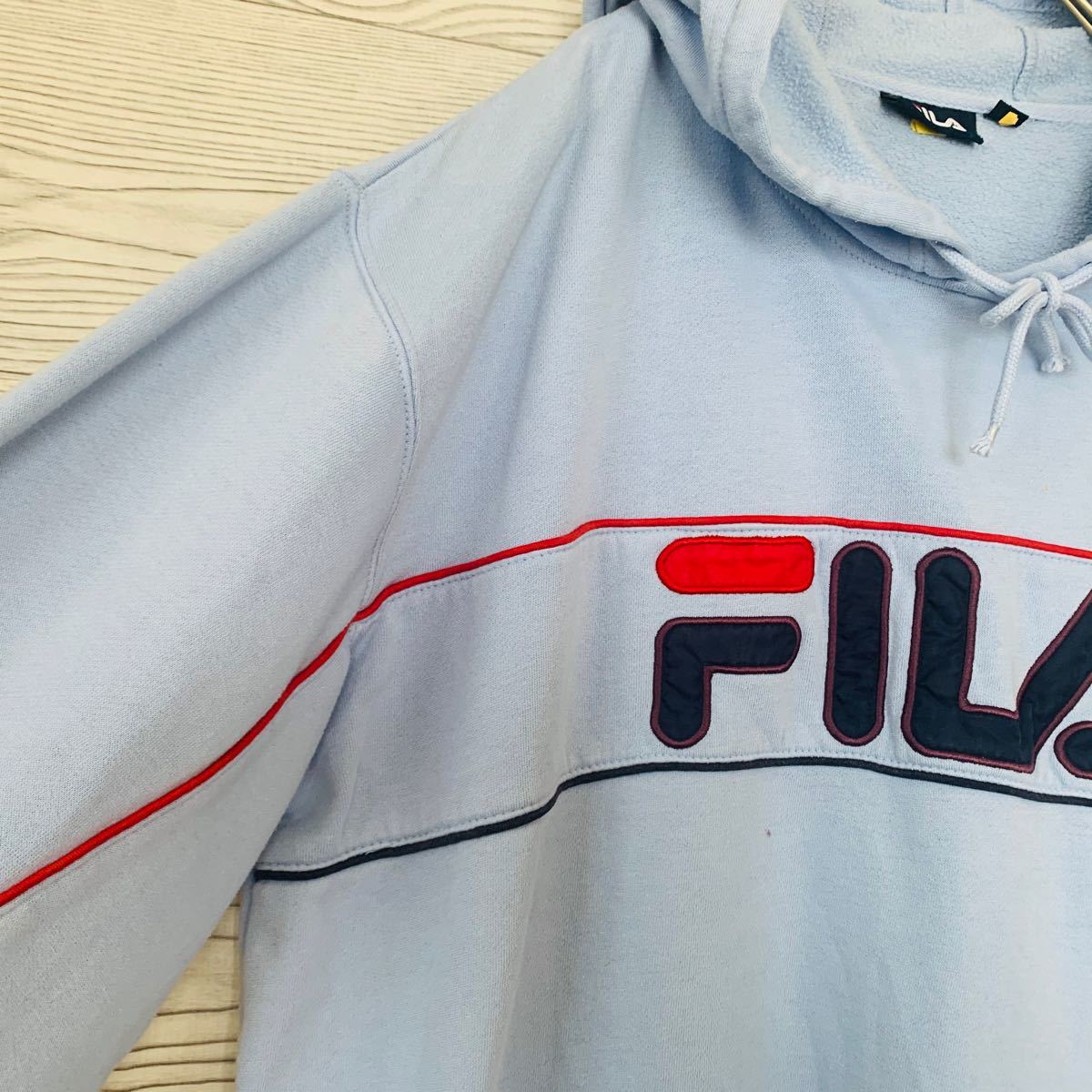 FILA フィラ プルオーバーパーカー 刺繍ワッペン ビックロゴ XL 
