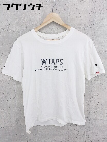 ◇ WTAPS ダブルタップス ロゴ プリント 半袖 Tシャツ カットソー サイズ02 ホワイト メンズ_画像1