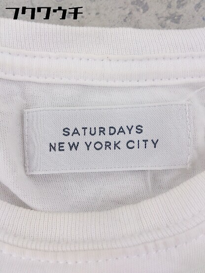 ◇ SATURDAYS NEW YORK CITY ロゴ プリント 半袖 Tシャツ カットソー サイズM ホワイト ブラウン メンズ_画像3