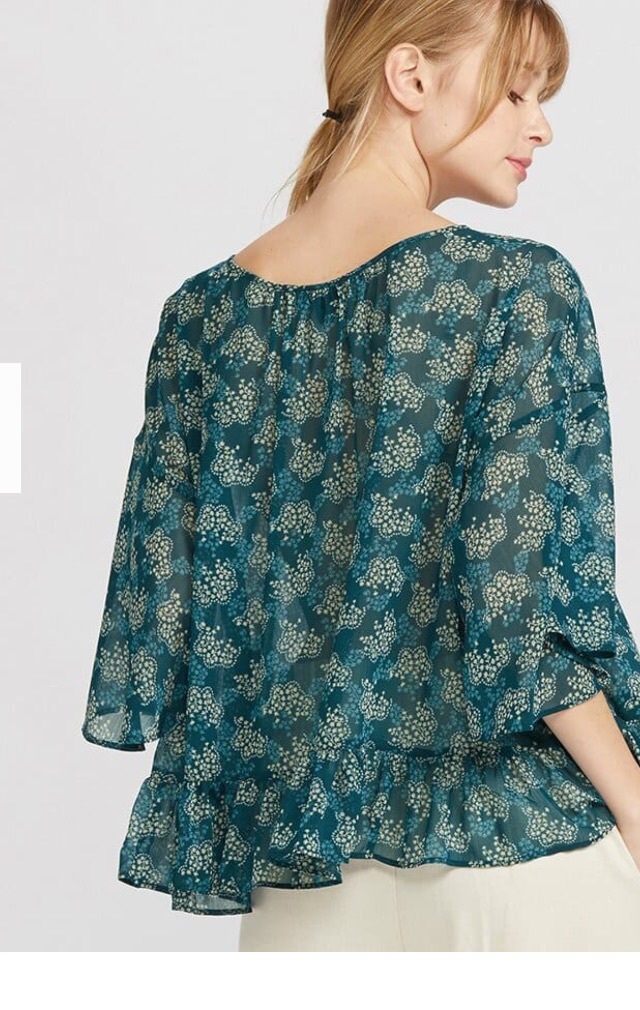 【ANNA SUI × ユニクロ】シフォンブラウス(7分袖) L (新品タグ付)