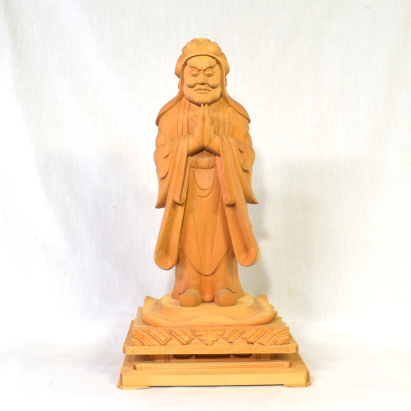 木彫 仏像 鬼子母神 立像 桧木 手彫り木彫 仏教美術 【s1-2t-42】