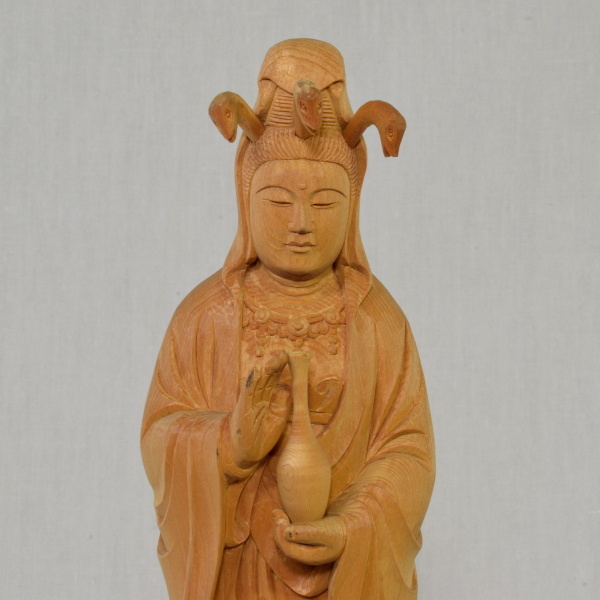 木彫 仏像 龍驤観音 桧木 手彫り木彫 仏教美術 【s1-2t-43】_画像5