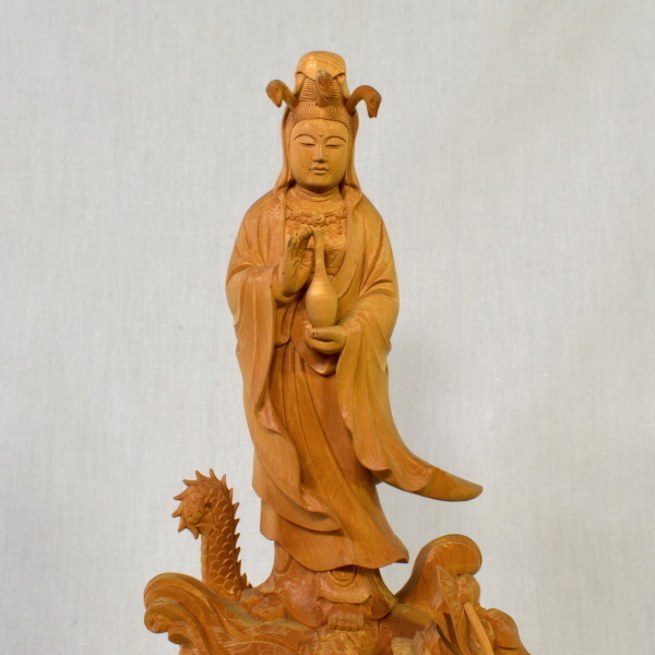 木彫 仏像 龍驤観音 桧木 手彫り木彫 仏教美術 【s1-2t-43】_画像6