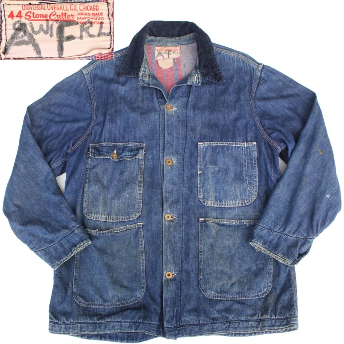 09999)ヴィンテージUNIVERSALOVERALL Co. 極上色落ちユニバーサル