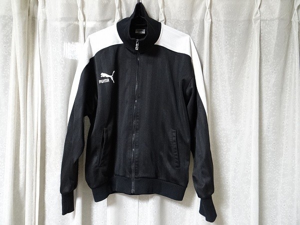 80年代 ビンテージ ヒットユニオン PUMA プーマ ジャージ オールドスクール サッカー 黒色 デカロゴ テニス 昭和 レトロ 当時物