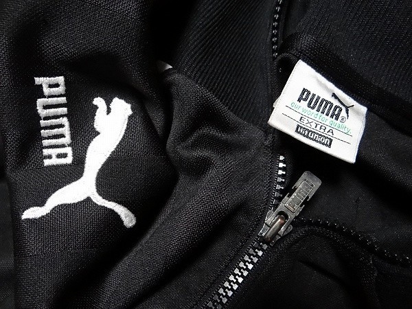 80年代 ビンテージ ヒットユニオン PUMA プーマ ジャージ オールドスクール サッカー 黒色 デカロゴ テニス 昭和 レトロ 当時物_画像3