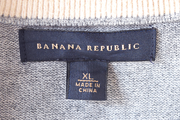 【送料無料】バナナリパブリック コットンニット セーター BANANA REPUBLIC バナリパ 灰色 グレー メンズXL アメリカ古着 CH0005_画像5