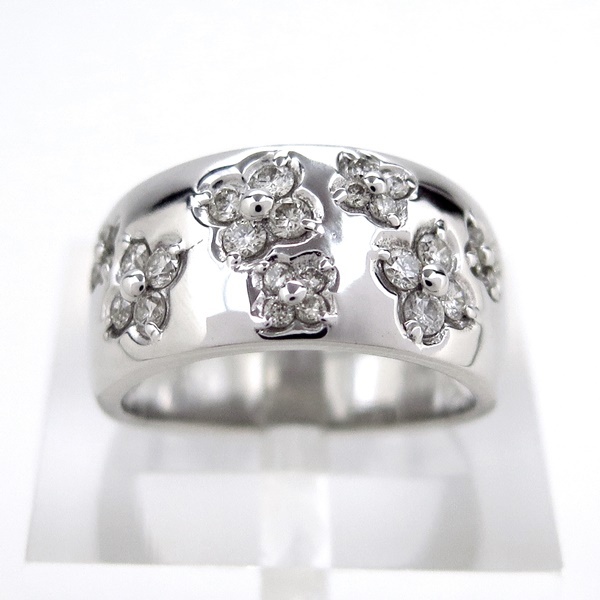 K18WG * white gold ring ring * diamond 0.550ct *11 number 4 month birthstone simple usually using [ used ]/10021370