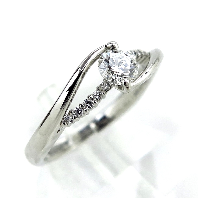 Pt900 ☆ プラチナ 指輪 リング ◇ダイヤモンド0.313ct/0.070ct ○10.5