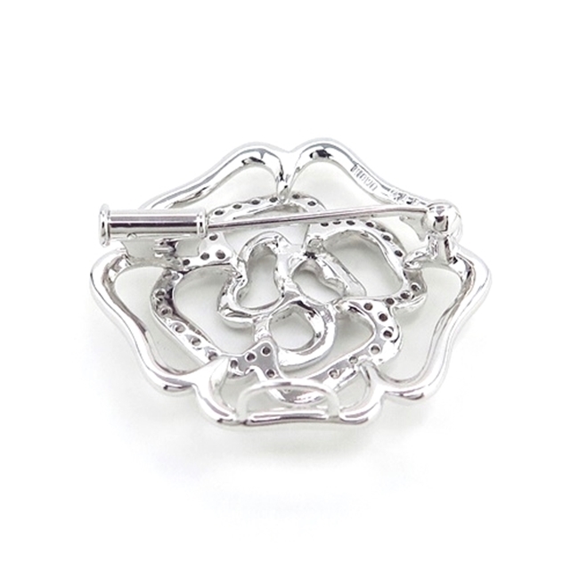 K18WG/K14WG ☆ ホワイトゴールド ブローチ ◇ダイヤモンド0.460ct 花