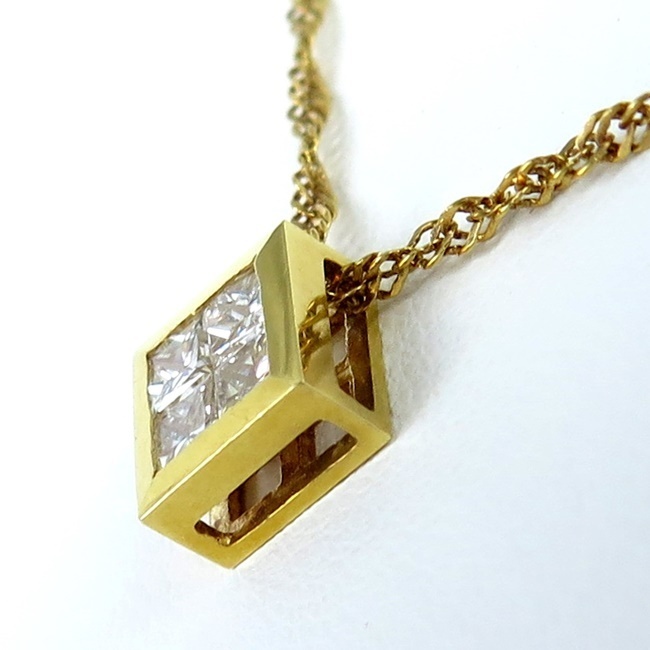 K18YG ★ ゴールド ネックレス ◇ダイヤモンド0.80ct 4月 誕生日【中古】/s20518 10004345_画像3