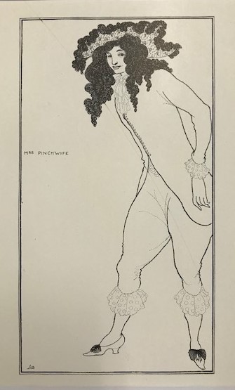 【特価】　≪　　オーブリー・ビアズリー　　≫　　オリジナルラインブロック　　MRS 　PINCHWIFE　 1899年　AUBREY BEARDSLEY_画像2