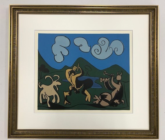 【特価】　≪　　パブロ・ピカソ　　≫ 　LINOLEUM-CUTS【リノカット版画】 　TWO SATYRS AND GOAT　 1962年　 PABLO　PICASSO_画像1