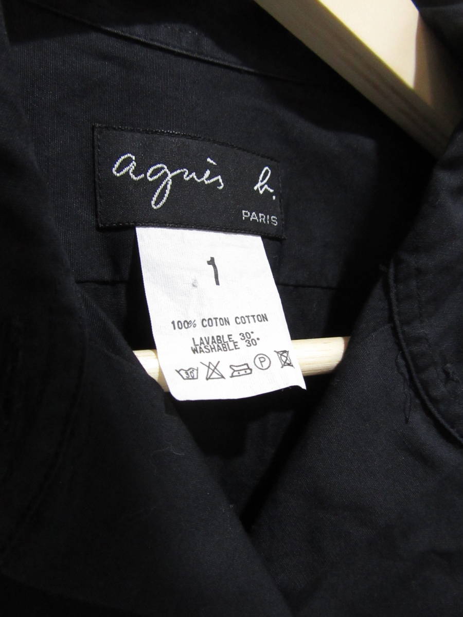 ☆送料無料☆agnes b.☆アニエスベー☆長袖シャツ☆開襟シャツ☆黒☆ブラック☆M☆I20