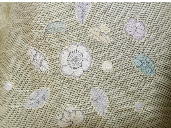 レア品♪ シャンパン色に黒蚊絣 本場大島紬の付け下げ 先染め 蚊絣×後染め 辻が花絞り 織×染 身丈166cm裄69cm 美品 袷 逸品 追加画像_画像7