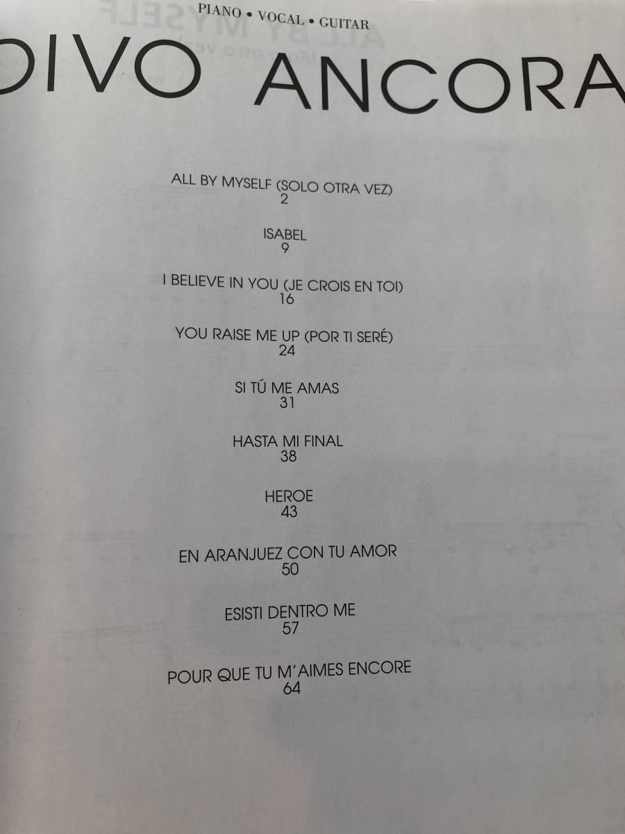 即決　ILDivo　ANCORA　楽譜　ピアノ・ギター・ヴォーカル　イル・ディーヴォ　洋書_画像2