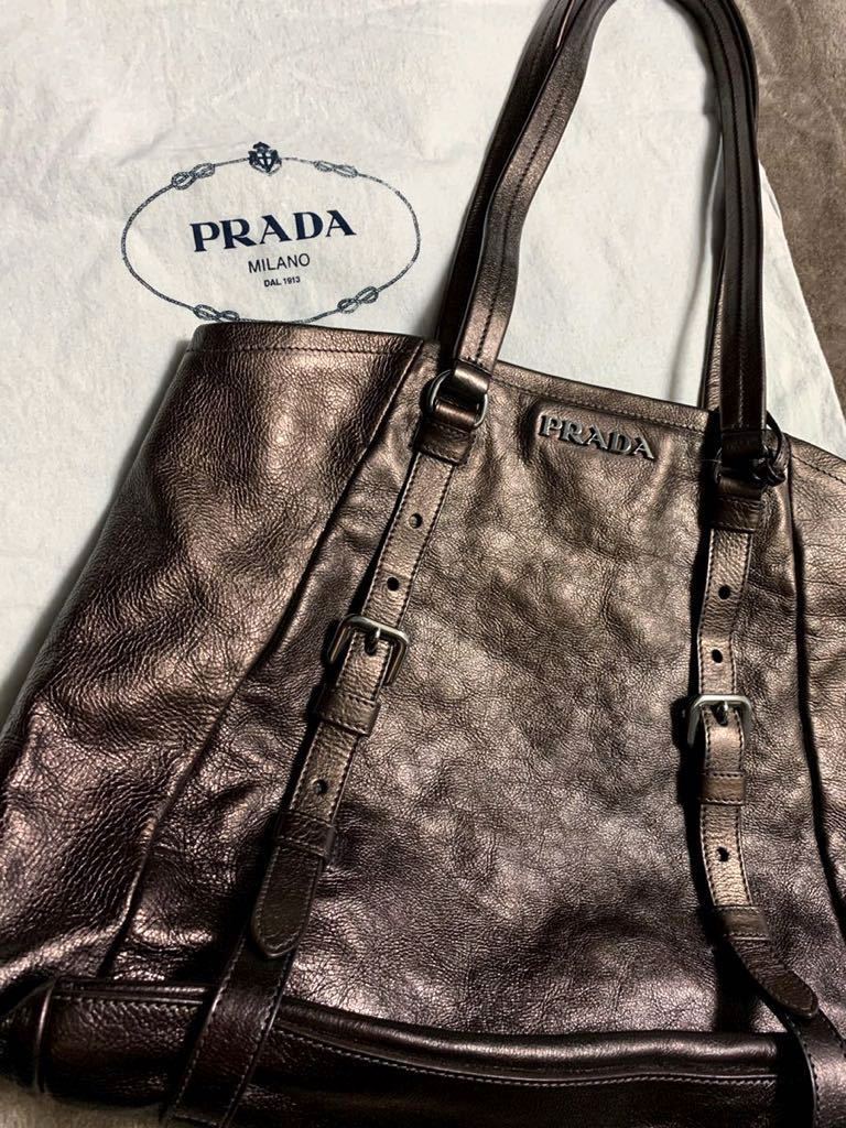 正規 極美品 PRADA ショルダー トートバッグ レザー 保存袋 プラダ