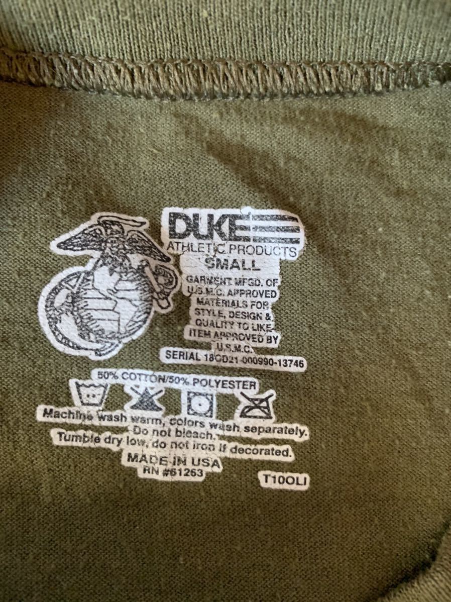  вооруженные силы США море .. оригинал сброшенный товар DUKE длинный рукав футболка combat тренировка внутренний размер S одноцветный USA OD зеленый длинный рукав простой T