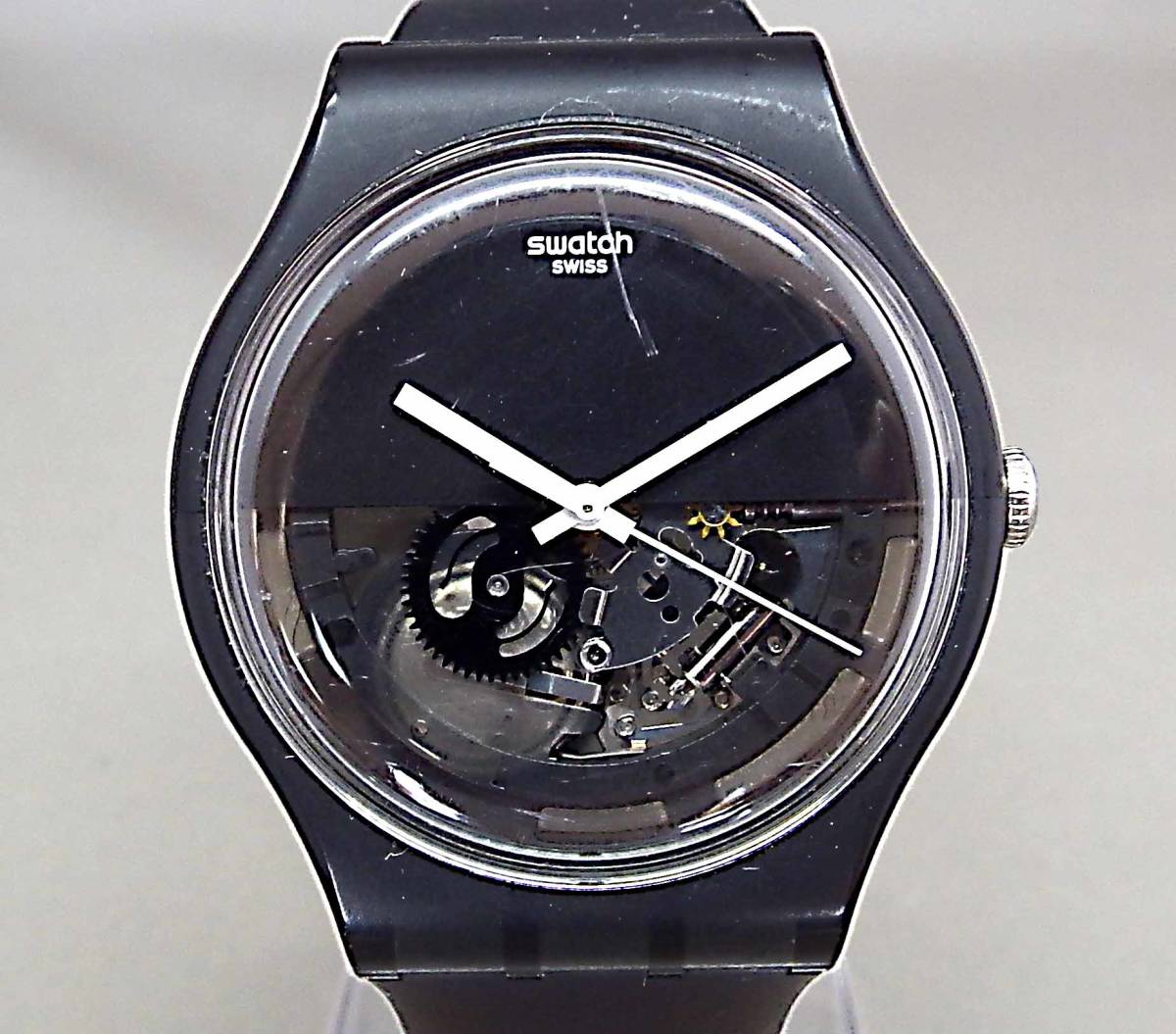 EU-0176■swatch スウォッチ メンズ腕時計 3針 2015年製 SUOB116 DIP BLACK 中古_画像1