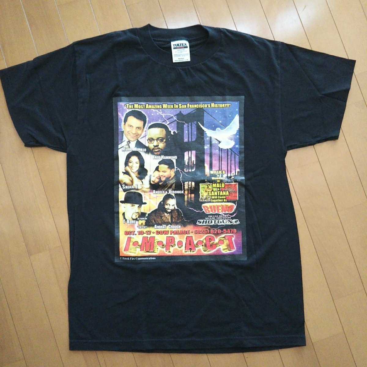 90s サンフランシスコ音楽祭　I・M・P・A・C・T　Tシャツ　SANTANA,SHIELA E,FRED HAMMOND,T-BONE。。。。_画像1