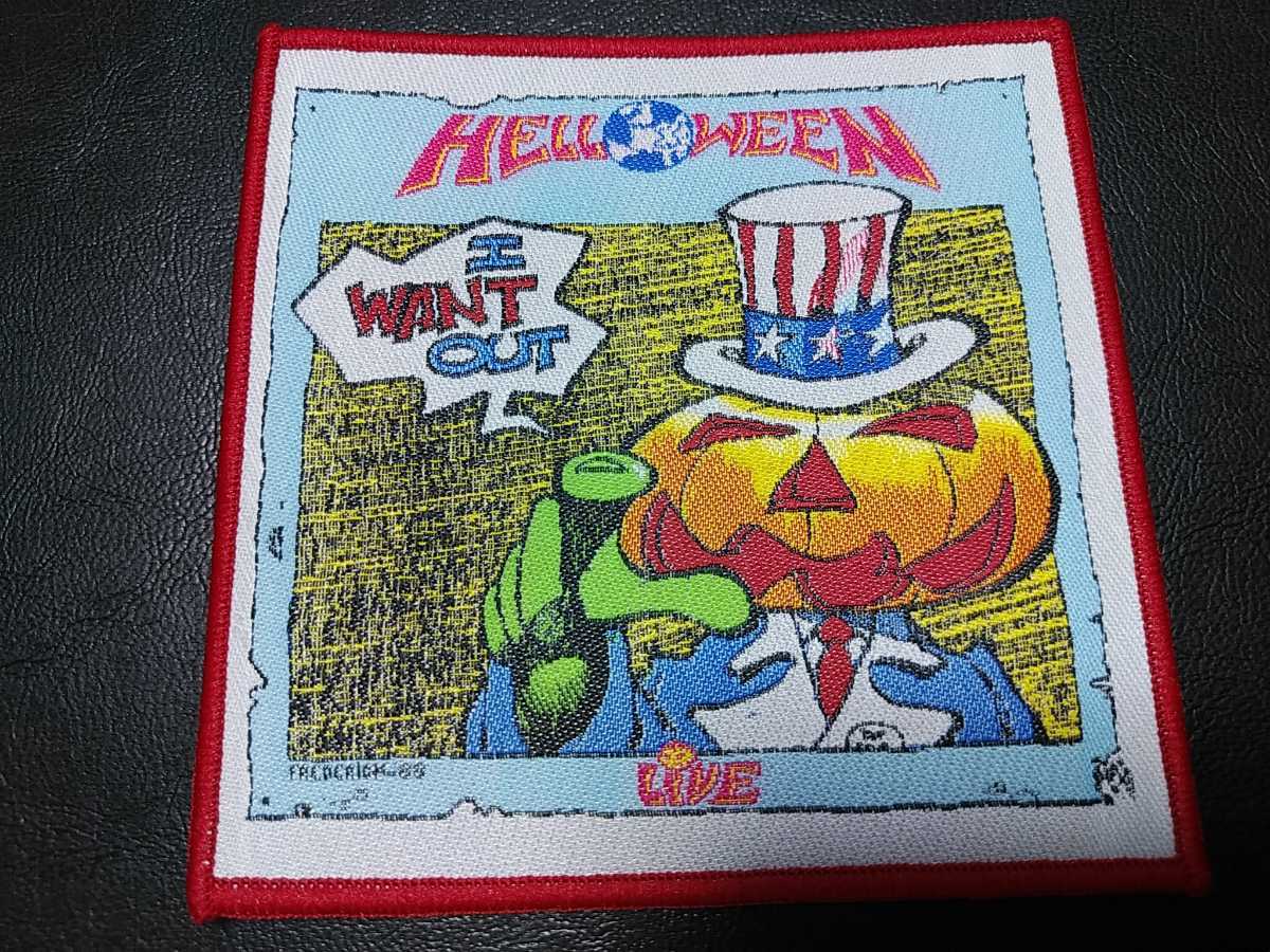 HELLOWEEN 刺繍パッチ ワッペン I want out ハロウィン 赤枠 / metallica anthrax accept blind gardian slayer iron maiden motorhead_画像1