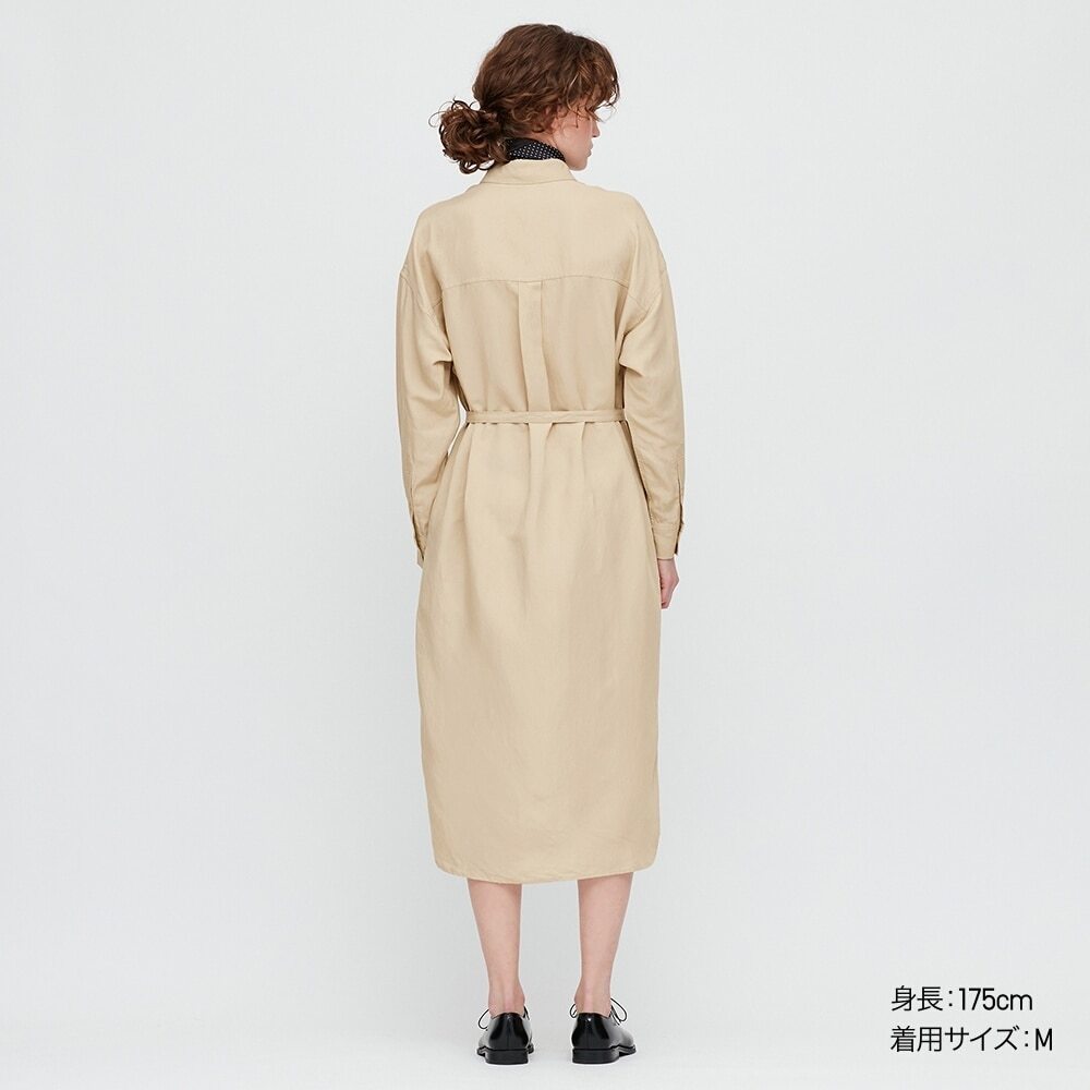 Paypayフリマ 新品 ユニクロ リネンブレンドシャツワンピース 長袖 ベージュ M Paypayフリマ 新品 ユニクロ リネンブレンドシャツワンピース 長袖 ベージュ M