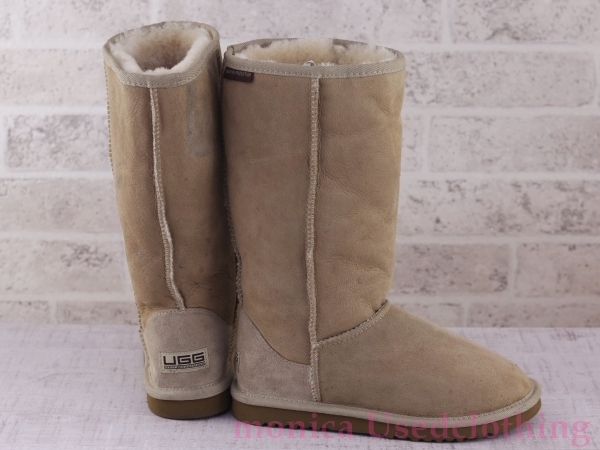 MG123* lady's [UGG Boots Australia] sheepskin boots unbleached cloth W8 25.5cm