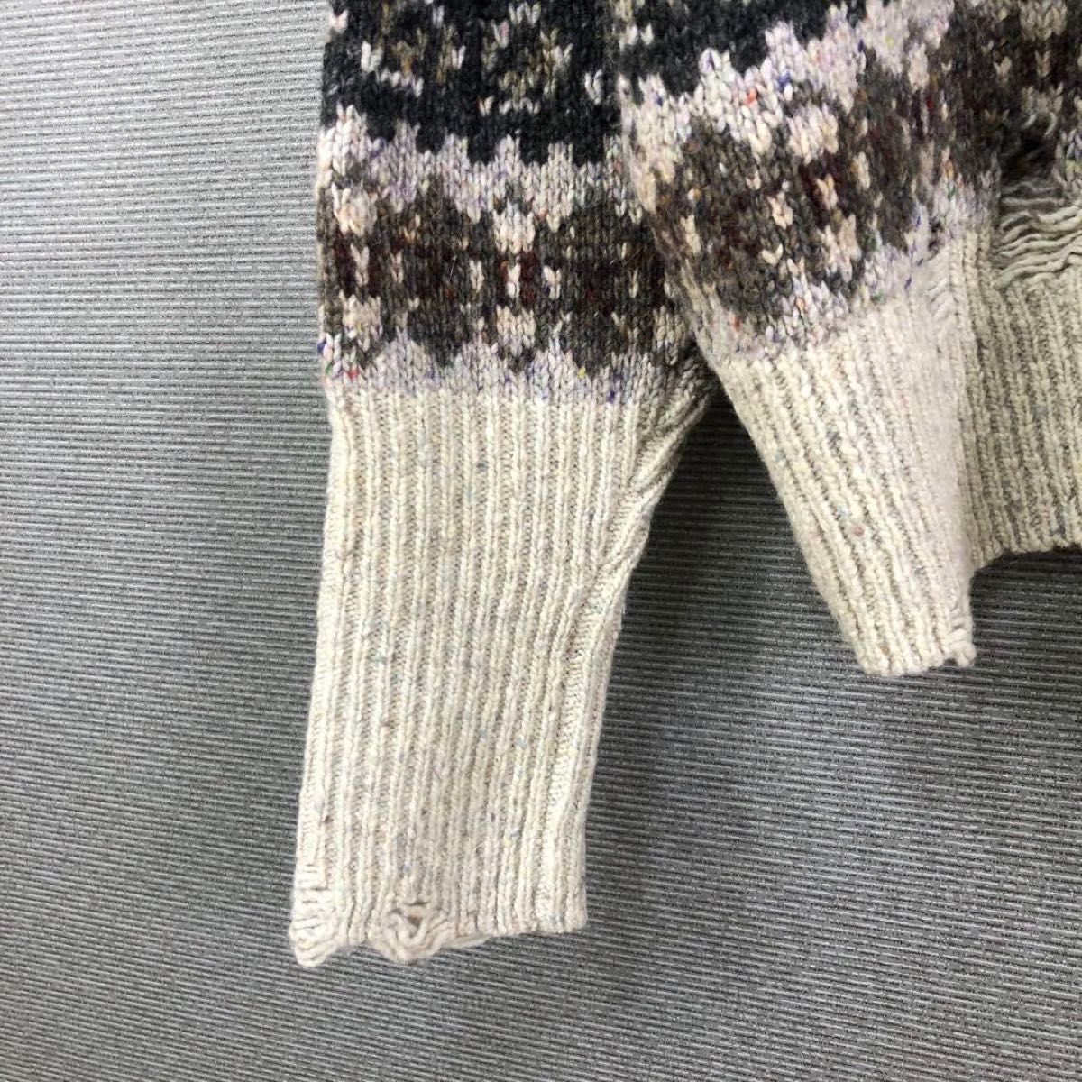 Whim Gazette ダメージフェアアイルニットプルオーバー F ベージュ